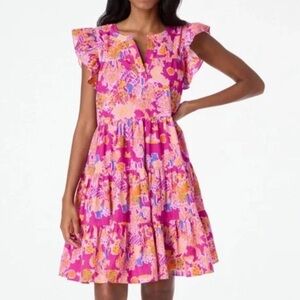 Roller Rabbit Pink and Purple Midi Dress